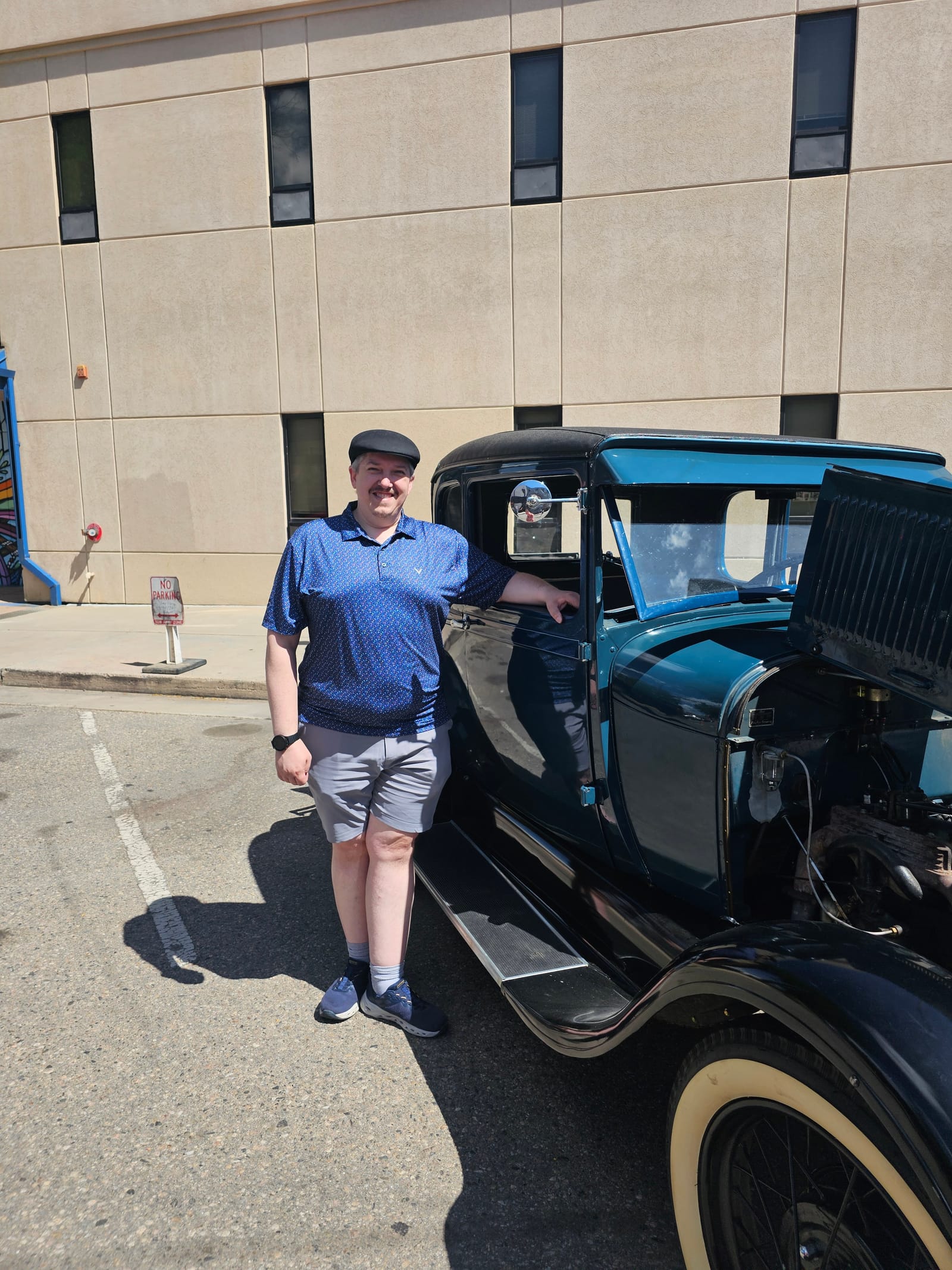1928 Ford Model A Sport Coupe at the Loveland Blues & Cruise car show, May 2026